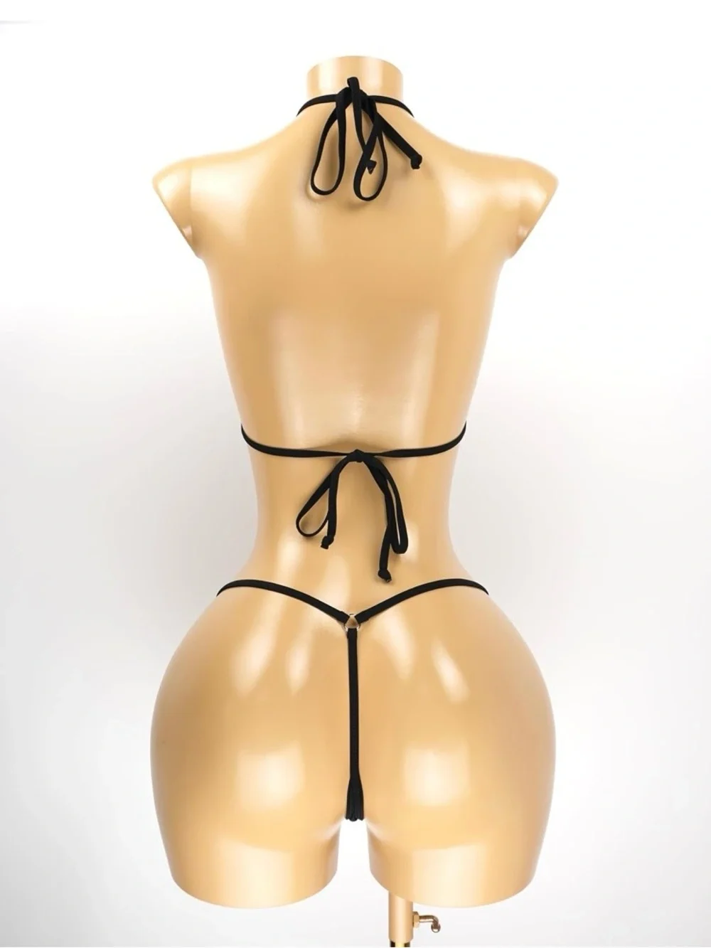 Minimal String Triangle Bikini Set - Black